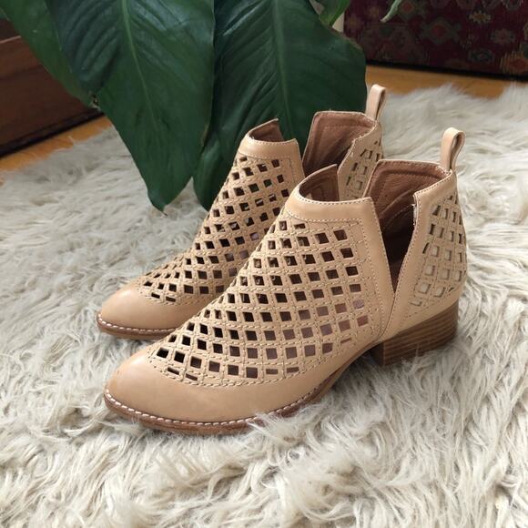 Jeffrey Campbell Taggart Cutout Tan Leather Boots - Picture 3 of 8